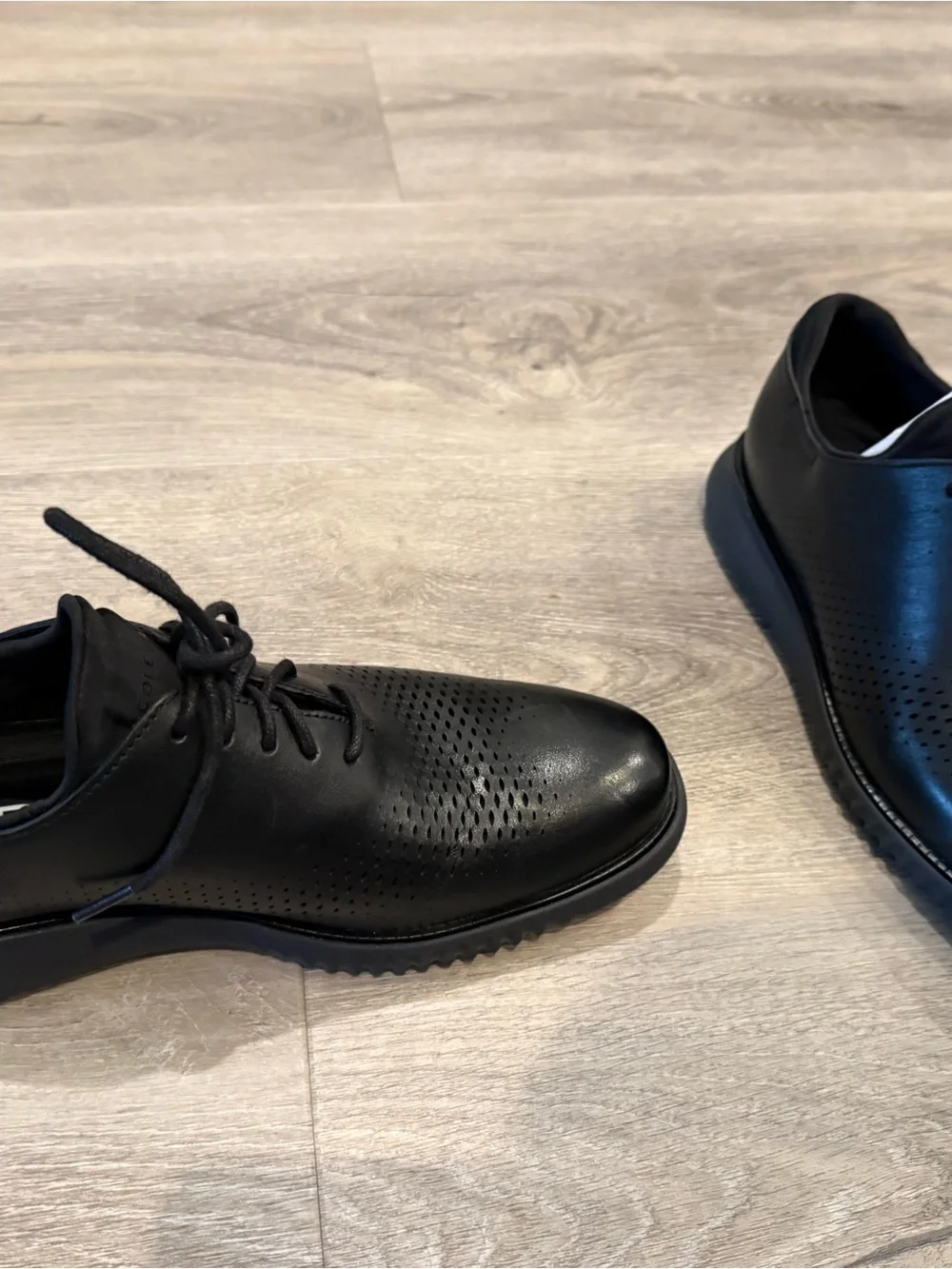 AND Black Perforated Leather Derbys